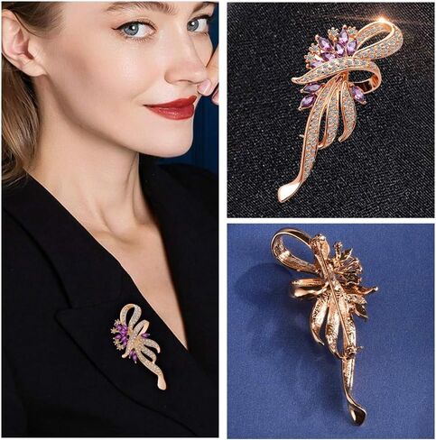 Navy Blue Vintage Crystal Flower Brooch, Alloy Steel Rhinestone Pin, Elegant Accessory for Women in Saudi Arabia