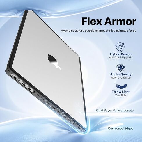 Soonjet FlexArmor for MacBook Air 13 inch Case | M5 M4 M3 M2 2026 2025-2022 | Hybrid Design, Cushioned Edges | Anti-Crack Upgrade | Clear Cover 13.6'' Laptop Hard Shell A3449 A3240 A3113 A2681 in Saudi Arabia