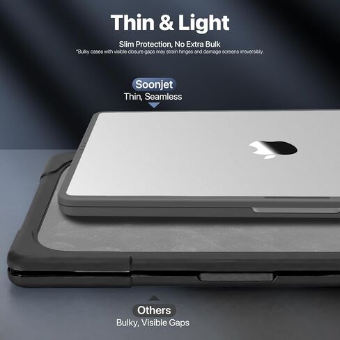 Soonjet FlexArmor for MacBook Air 13 inch Case | M5 M4 M3 M2 2026 2025-2022 | Hybrid Design, Cushioned Edges | Anti-Crack Upgrade | Clear Cover 13.6'' Laptop Hard Shell A3449 A3240 A3113 A2681 in Saudi Arabia