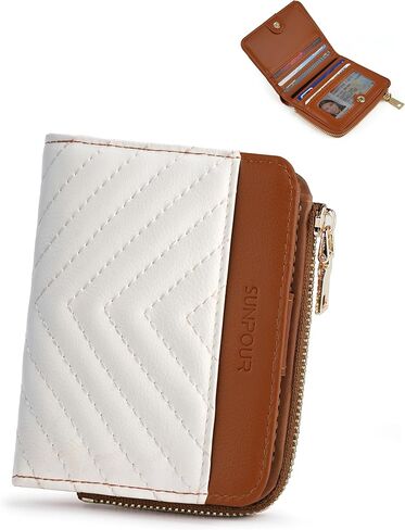 Small Bifold Wallets Woman RFID Mini Wallet for Women Slim Card Holder with Zipper Coin Pocket & 2 ID Windows(Checkered) in Saudi Arabia