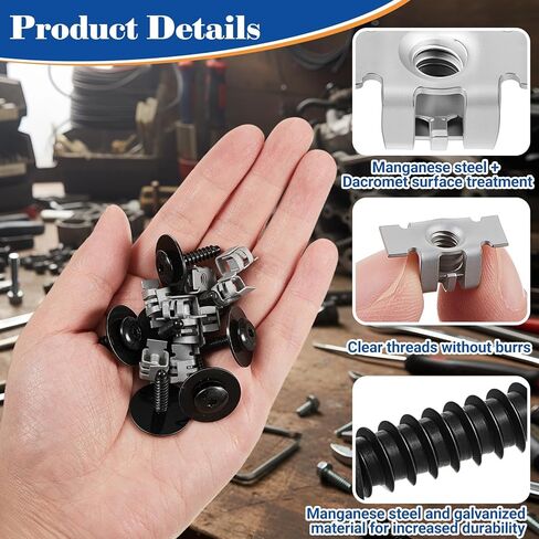 50 Sets M4.2-1.41 (#8) Bumper Cover Fender Liner Screw Nut Fender Liner Splash Shield Bolt Screw Bumper Fastener Clips 11609952 11548270 Compatible with Common Popular Automotive Models in Saudi Arabia