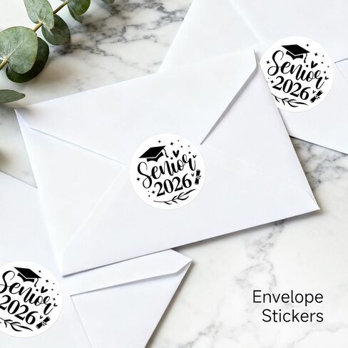 120 x Class of 2026 Graduation Stickers – Black & White Senior Labels – Graduation Party Favor Stickers for Invitations, Envelopes & Gift Bags (1.6 Inch Round) in Saudi Arabia
