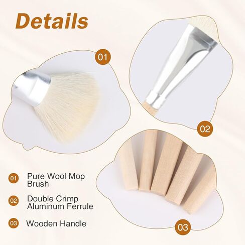 10-PCS Ceramic Paint Brush Set, Versatile Blending Brush Paint Brushes,Goat Hair Mop Brush & Glaze Brushes for Acrylic Painting - Ideal for Pottery Artists, DIY Crafters, Face Body Art in Saudi Arabia