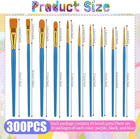 330 Pcs Painting Brushes Palettes Set, Including 300 Paint Brushes and 30 Pcs Palettes Nylon Brush Head Suitable for Oil Watercolor Art Painting in Saudi Arabia