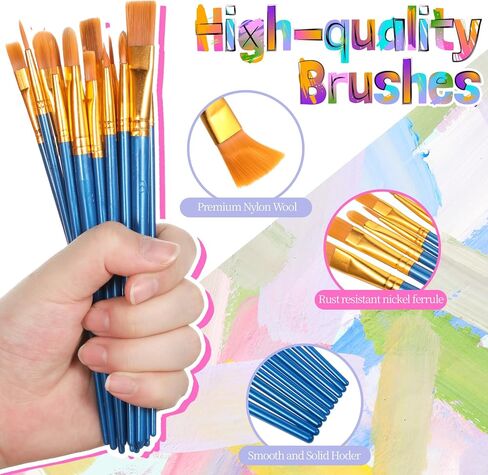 330 Pcs Painting Brushes Palettes Set, Including 300 Paint Brushes and 30 Pcs Palettes Nylon Brush Head Suitable for Oil Watercolor Art Painting in Saudi Arabia
