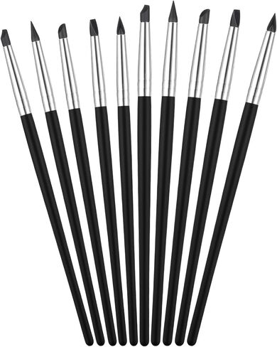 10 Pcs Silicone Sculpting Tools, Flexible Silicone Clay Tools for Handicraft Pottery Artwork Shaping & Carving DIY (Black) in Saudi Arabia