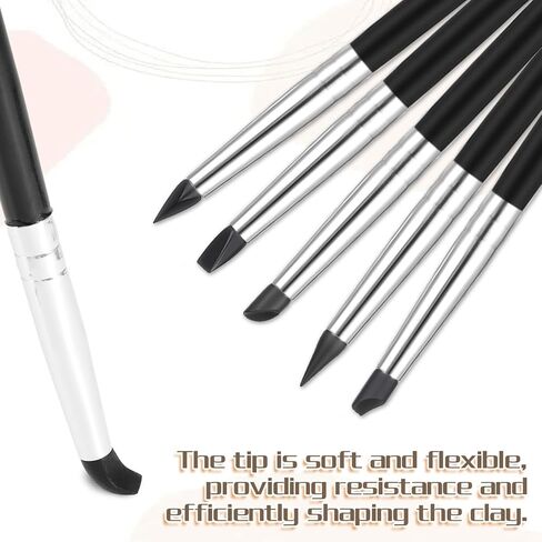 10 Pcs Silicone Sculpting Tools, Flexible Silicone Clay Tools for Handicraft Pottery Artwork Shaping & Carving DIY (Black) in Saudi Arabia
