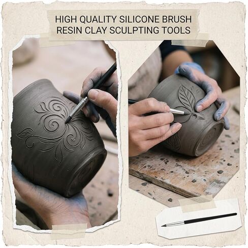 10 Pcs Silicone Sculpting Tools, Flexible Silicone Clay Tools for Handicraft Pottery Artwork Shaping & Carving DIY (Black) in Saudi Arabia