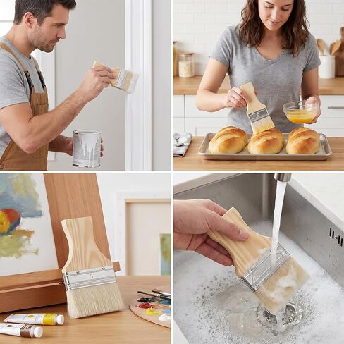 3 Pcs Flat Paddle Paint Brush Set Wide Paint Brush 3/4/5 Inch Large Paint Brush with Poplar Handle Art Paint Brush Wool Paint Brushes for Oil and Acrylic Paints in Kuwait