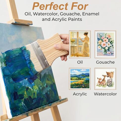 3 Pcs Flat Paddle Paint Brush Set Wide Paint Brush 3/4/5 Inch Large Paint Brush with Poplar Handle Art Paint Brush Wool Paint Brushes for Oil and Acrylic Paints in Kuwait
