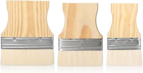 3 Pcs Flat Paddle Paint Brush Set Wide Paint Brush 3/4/5 Inch Large Paint Brush with Poplar Handle Art Paint Brush Wool Paint Brushes for Oil and Acrylic Paints in Kuwait