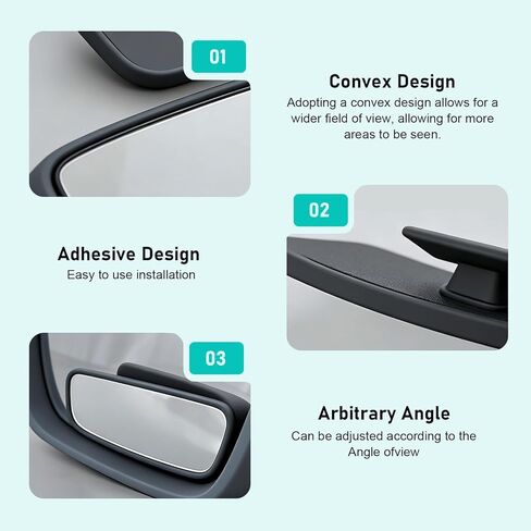 2 PCS Car Blind Spot Mirrors, Anti-glare Adjustable High-definition Mirrors, Rectangular Wide Angle Rear View Auxiliary Glass, Self-adhesive Accessory for Most Vehicles (Black) in Saudi Arabia