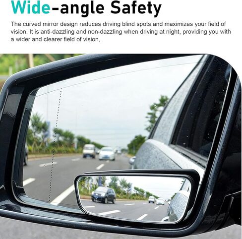 2 PCS Car Blind Spot Mirrors, Anti-glare Adjustable High-definition Mirrors, Rectangular Wide Angle Rear View Auxiliary Glass, Self-adhesive Accessory for Most Vehicles (Black) in Saudi Arabia