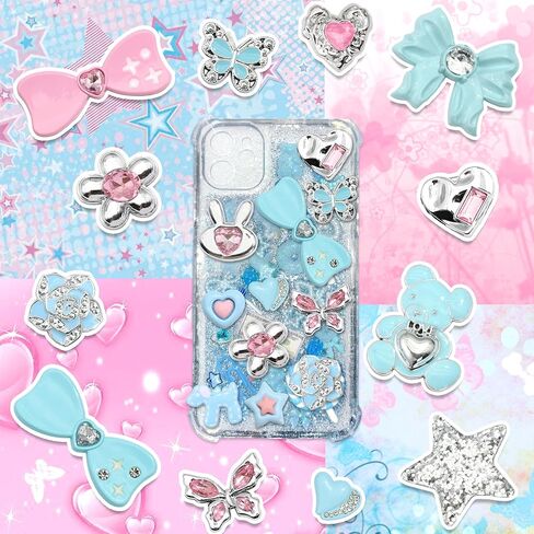 BELICEY Junk Case Charms Y2K Bow Big Charm for Junk Cases 3D Pink Star Butterfly Charms for Phone Case Blue Heart Flower Bear for Customizing Cute DIY Craft in Kuwait