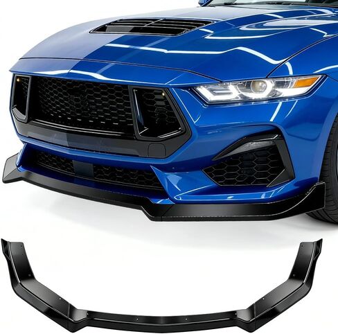 3PCS Front Bumper Lip Spoiler for 2018 2019 2020 2021 2022 2023 Ford Mustang, Gloss Black Style, ABS Material in Saudi Arabia