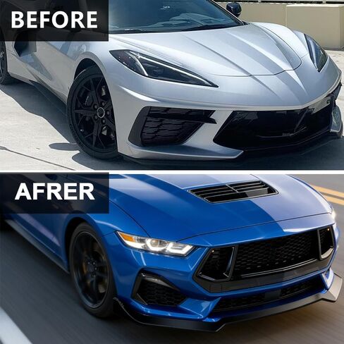 3PCS Front Bumper Lip Spoiler for 2018 2019 2020 2021 2022 2023 Ford Mustang, Gloss Black Style, ABS Material in Saudi Arabia