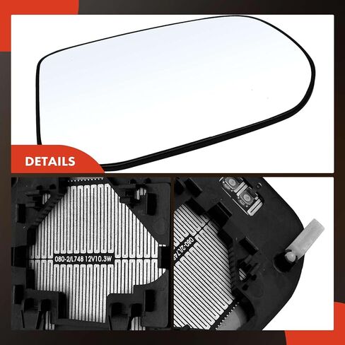 A-Premium Right Passenger Side Heated Mirror Glass with Backing Plate - Compatible with Honda Civic 2009 2010 2011 - Exterior Side View Convex Mirror in Kuwait