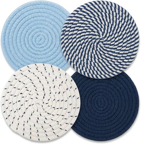 Trivets for Hot Dishes, Hot Pads for Kitchen, 7'' Trivets for Hot Pots and Pans, Pot Holders for Kitchen, Pot Holders Heat Resistant 4-Pcs, Trivets for Table, Kitchen Essentials for New Home in Saudi Arabia