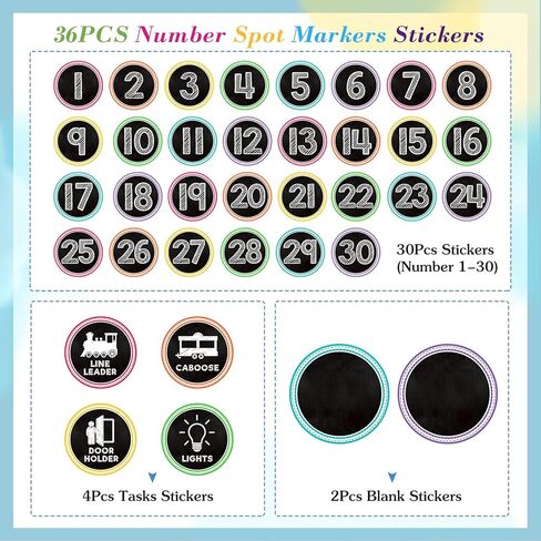 SICOHOME Line up Spots for Classroom - 36Pcs Floor Sticker for Classroom Vinyl Line up Dots Removable Numbers Stickers for Classroom Floor Decals Kindergarten Preschool Back to School Teacher Supplies in Saudi Arabia
