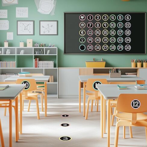 SICOHOME Line up Spots for Classroom - 36Pcs Floor Sticker for Classroom Vinyl Line up Dots Removable Numbers Stickers for Classroom Floor Decals Kindergarten Preschool Back to School Teacher Supplies in Saudi Arabia