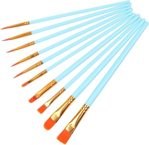 10PCS Professional Nylon Hair Paint Brushes for Artists & Students, All-Purpose Craft Painting Kit for Oil, Gouache, Model Art (Sky Blue,10 Set) in Kuwait