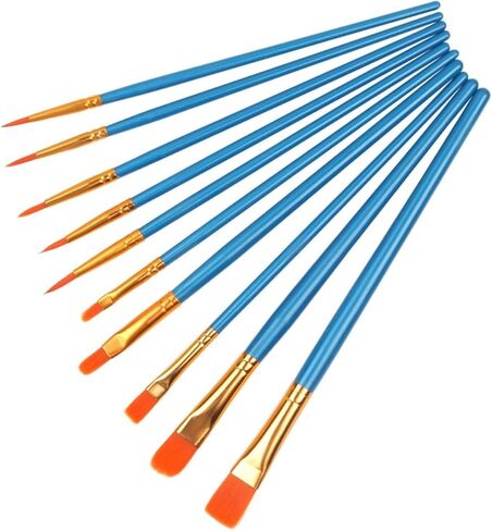 10PCS Professional Nylon Hair Paint Brushes for Artists & Students, All-Purpose Craft Painting Kit for Oil, Gouache, Model Art (Sky Blue,10 Set) in Kuwait
