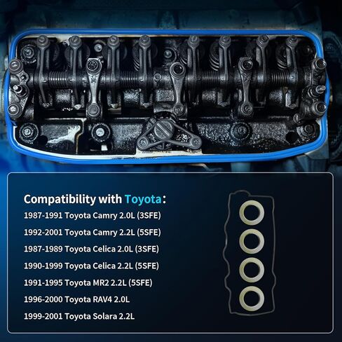 مجموعة حشية غطاء صمام المحرك VS50304R1 تناسب 1987-2001 Toyota Camry Celica MR2 RAV4 Solara، 2.0L 2.2L، مجموعة حشية غطاء الصمام تحل محل VC2005 VS50059 in Kuwait