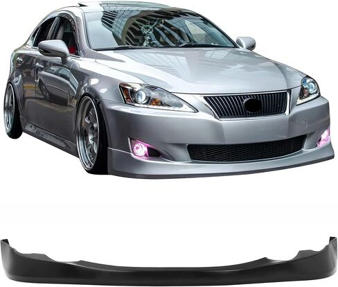 Front Bumper Lip Compatible With 2009-2010 Lexus IS250 IS350, V Style Black Pu Urethane Sedan Lip Bodykit Protector Air Dam Chin Add On by IKON MOTORSPORTS in Saudi Arabia