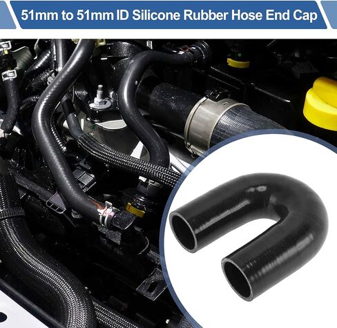 ACROPIX 51mm / 2'' Inch ID 180 Degree U Bend Shape Silicone Elbow Coupler Hose Black Car Coolant Tube Universal 4-Ply Reinforced Rubber Tubing Intake Boots in Kuwait