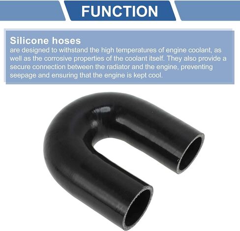 ACROPIX 51mm / 2'' Inch ID 180 Degree U Bend Shape Silicone Elbow Coupler Hose Black Car Coolant Tube Universal 4-Ply Reinforced Rubber Tubing Intake Boots in Kuwait