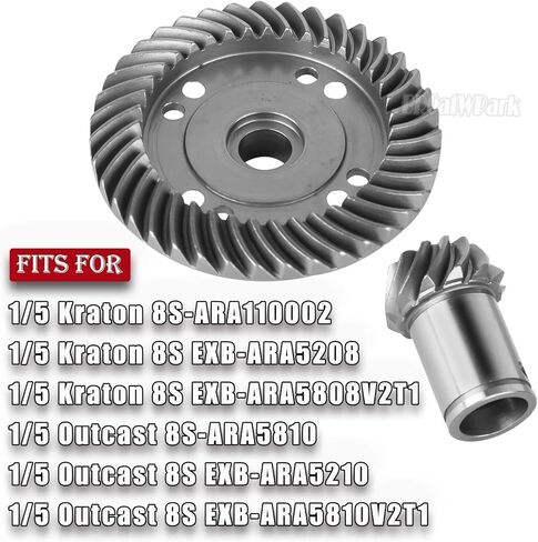 Front Rear 39T Main Diff Gear & 12T Main Input Gear Upgrades Part for 1/5 Kraton 8s BLX/Outcast 8s BLX(EXB),RC Steel Metal 39/12T Spiral Front Rear Main Diff Gear Set,#ARA310911+ARA310912 in Kuwait
