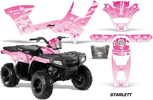 AMR Racing ATV Graphics kit Sticker Decal Compatible with Polaris Sportsman 90/110 2007-2016 - Starlett Pink in Kuwait