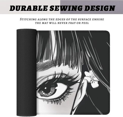 Anime Girl Eyes Gaming Mouse Pad Black White Manga Art Extended Mousepad Waterproof Stitched Edges Rubber Base Non-Slip Deskmap Computer Keyboard Mat Office Computer Keyboard Laptop 31.5x11.8 Inch in Saudi Arabia