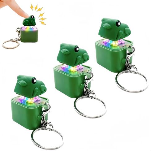 3PCS Frog Keychain,Frog Croaking Fidget Toy, Frog Croaking Keychain with Sound and LED Lights,Portable Keychain Toy for Adults, Fun Adults Keyboard Clicker for Stress Relief in Kuwait
