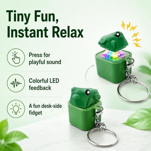 3PCS Frog Keychain,Frog Croaking Fidget Toy, Frog Croaking Keychain with Sound and LED Lights,Portable Keychain Toy for Adults, Fun Adults Keyboard Clicker for Stress Relief in Kuwait