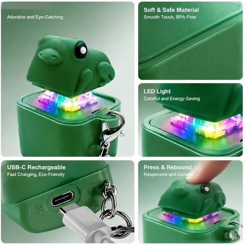 3PCS Frog Keychain,Frog Croaking Fidget Toy, Frog Croaking Keychain with Sound and LED Lights,Portable Keychain Toy for Adults, Fun Adults Keyboard Clicker for Stress Relief in Kuwait