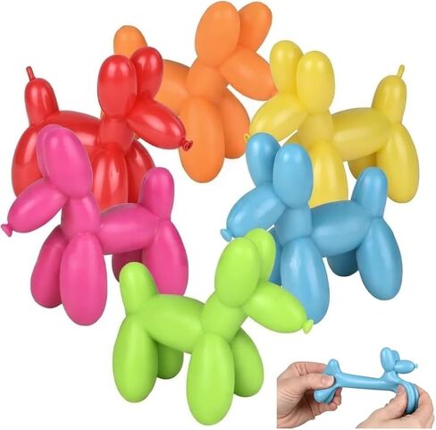 Stretchy and Squish Balloon Dog (3.5") Colorful Rubber Cute Squishy Sensory Stress Fidget Toy Ball (2 Dogs - Random Colors) in Kuwait