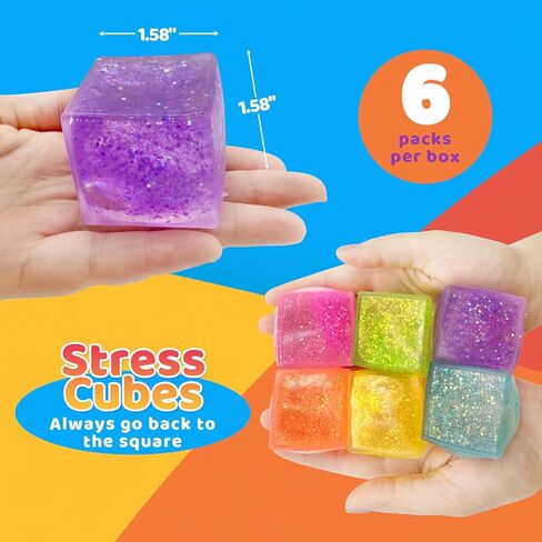Stress Cube Fidget Toys Squishies 6 Pack, Slow Rising Sensory Fidget Cube Squishy Stress Balls, Squeeze Toys, Filled with Thick Substance, Ice Cube Stress Balls for Adults Kids in Saudi Arabia