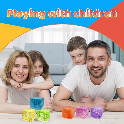 Stress Cube Fidget Toys Squishies 6 Pack, Slow Rising Sensory Fidget Cube Squishy Stress Balls, Squeeze Toys, Filled with Thick Substance, Ice Cube Stress Balls for Adults Kids in Saudi Arabia