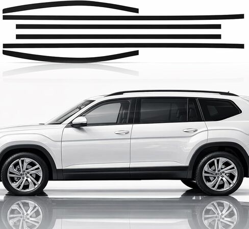 Fit for 2018-2025 Volkswagen Atlas Side Window Chrome Delete Trim Overlay Kit with Gloss Black Blackout Film in Saudi Arabia