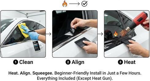Fit for 2018-2025 Volkswagen Atlas Side Window Chrome Delete Trim Overlay Kit with Gloss Black Blackout Film in Saudi Arabia