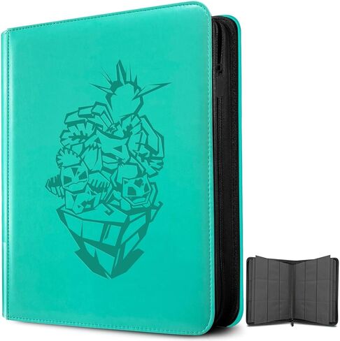 douper Ravaver Toploader Binder، حامل تحميل علوي كبير الحجم 9 جيوب 252 مع فتحة ملصق قابلة للتخصيص وأكمام تحميل جانبية لبطاقات التداول في محمل علوي 3 × 4 بوصة (أخضر) in Kuwait