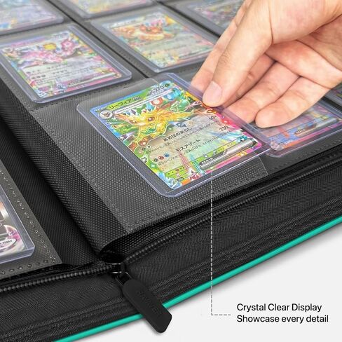 douper Ravaver Toploader Binder، حامل تحميل علوي كبير الحجم 9 جيوب 252 مع فتحة ملصق قابلة للتخصيص وأكمام تحميل جانبية لبطاقات التداول في محمل علوي 3 × 4 بوصة (أخضر) in Kuwait