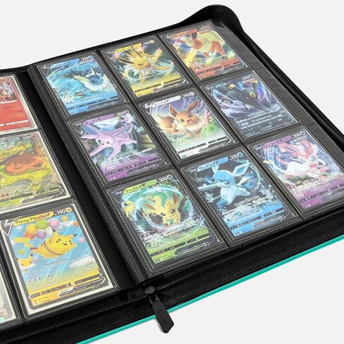 douper Ravaver Toploader Binder، حامل تحميل علوي كبير الحجم 9 جيوب 252 مع فتحة ملصق قابلة للتخصيص وأكمام تحميل جانبية لبطاقات التداول في محمل علوي 3 × 4 بوصة (أخضر) in Kuwait