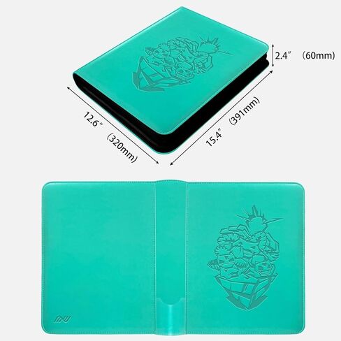 douper Ravaver Toploader Binder، حامل تحميل علوي كبير الحجم 9 جيوب 252 مع فتحة ملصق قابلة للتخصيص وأكمام تحميل جانبية لبطاقات التداول في محمل علوي 3 × 4 بوصة (أخضر) in Kuwait