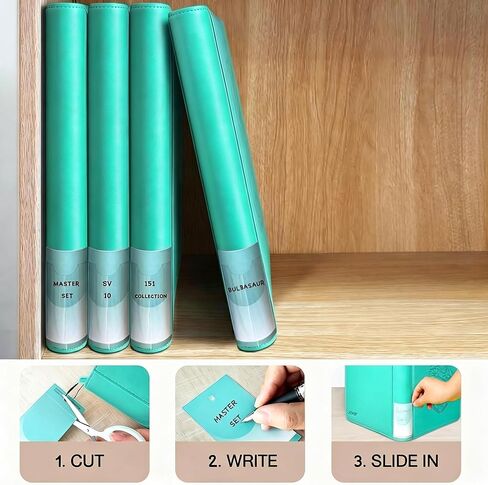 douper Ravaver Toploader Binder، حامل تحميل علوي كبير الحجم 9 جيوب 252 مع فتحة ملصق قابلة للتخصيص وأكمام تحميل جانبية لبطاقات التداول في محمل علوي 3 × 4 بوصة (أخضر) in Kuwait