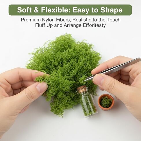7 oz Fake Moss for Crafts, Realistic Pot Filler for Artificial & Potted Plants, Reusable Greenery Filler for Fairy Garden Decor, Includes Dark & Light Green in Saudi Arabia