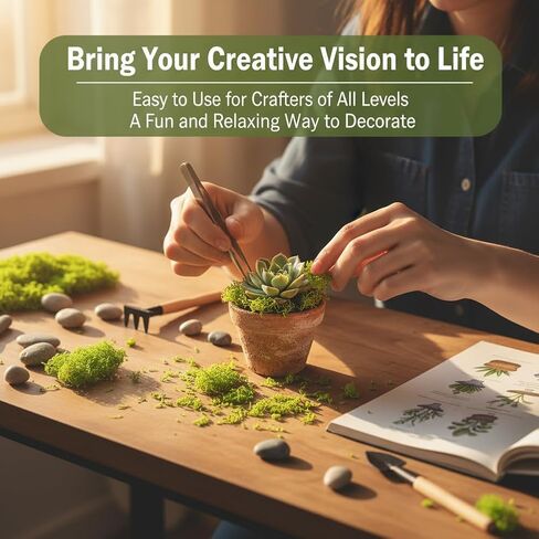 7 oz Fake Moss for Crafts, Realistic Pot Filler for Artificial & Potted Plants, Reusable Greenery Filler for Fairy Garden Decor, Includes Dark & Light Green in Saudi Arabia