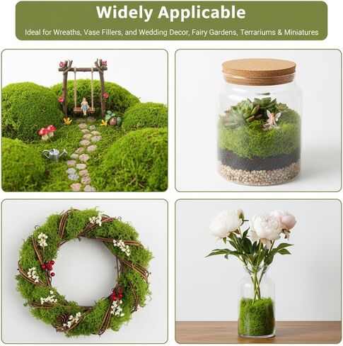 7 oz Fake Moss for Crafts, Realistic Pot Filler for Artificial & Potted Plants, Reusable Greenery Filler for Fairy Garden Decor, Includes Dark & Light Green in Saudi Arabia