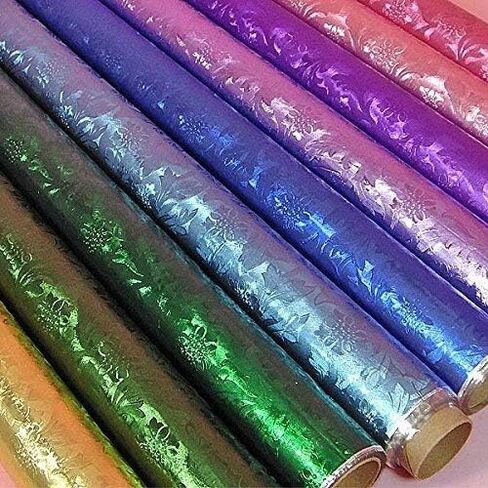 Premium Floral Foil Wrapping Paper - 20 Inches By 10 Yards (Silver) in Saudi Arabia